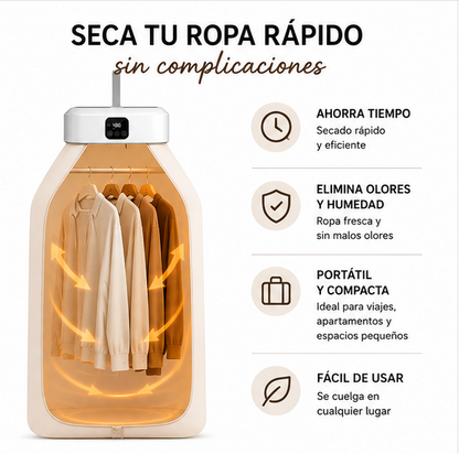 Secadora Portátil Colgante – Ropa seca y sin malos olores en minutos / #1 en ventas
