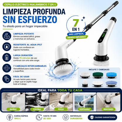 REMUEVE FÁCILMENTE LA SUCIEDAD Y LA GRASA | Cepillo Eléctrico Inteligente 7 en 1 ✨