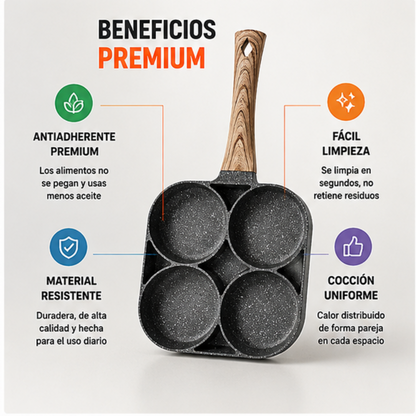 Sartén Antiadherente 4 en 1 🍳 Desayunos perfectos... ¡En solo unos minutos!
