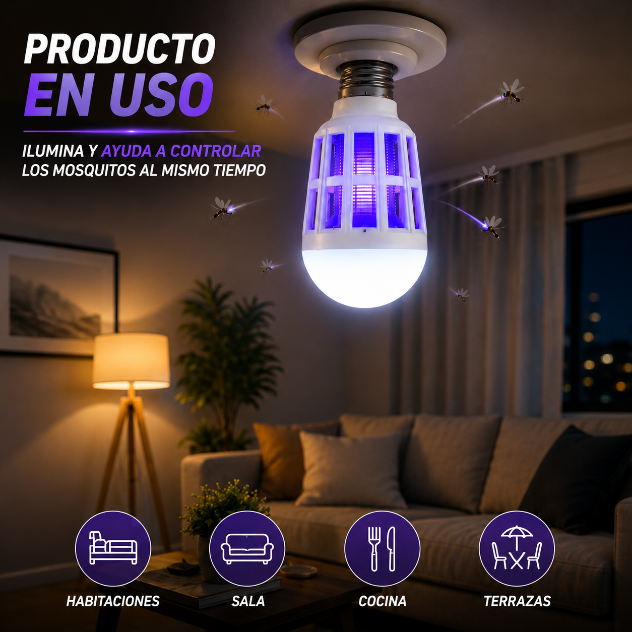 💡 Ampolleta LED Mata Mosquitos 2 en 1 🦟 | Ilumina y Ayuda a Controlar Insectos