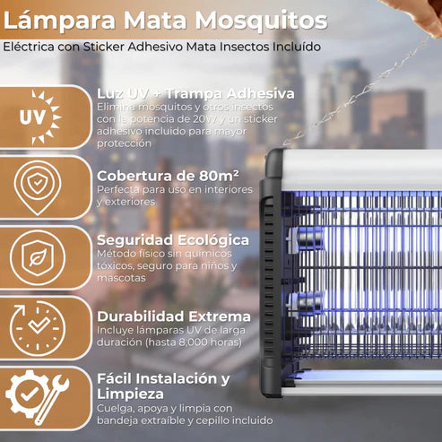 MATA MOSCAS ELÉCTRICO DE ALTO VOLTAJE – 20W