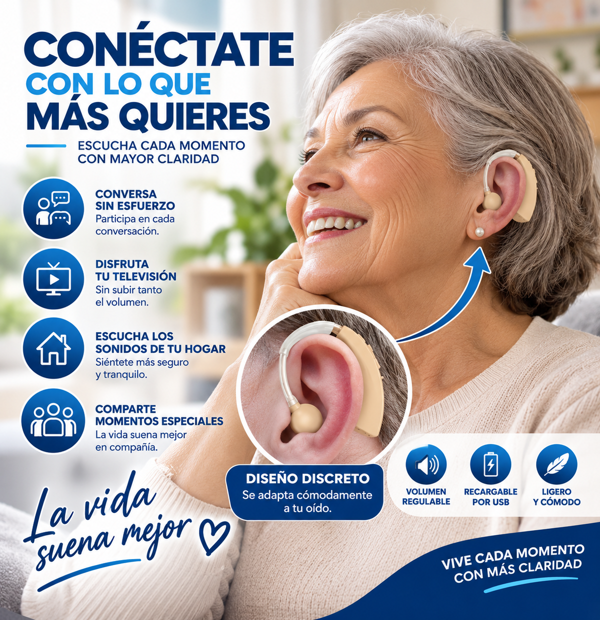 🎧 Amplificador Auditivo Recargable | 👂 Escucha Más y Disfruta Tus Conversaciones