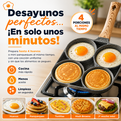Sartén Antiadherente 4 en 1 🍳 Desayunos perfectos... ¡En solo unos minutos!