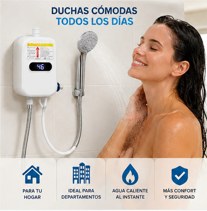 Agua caliente al instante en solo 3 segundos /  Calentador de Agua Instantáneo con Ducha LED
