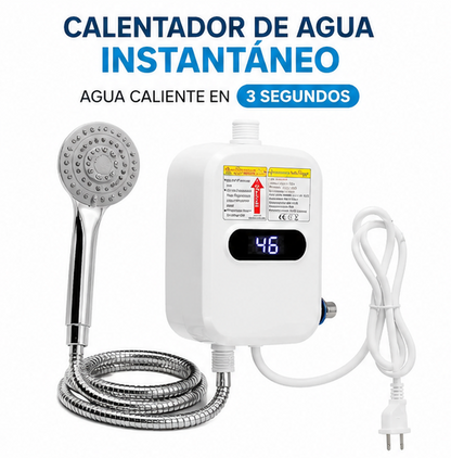 Agua caliente al instante en solo 3 segundos /  Calentador de Agua Instantáneo con Ducha LED