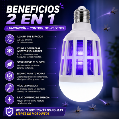 💡 Ampolleta LED Mata Mosquitos 2 en 1 🦟 | Ilumina y Ayuda a Controlar Insectos