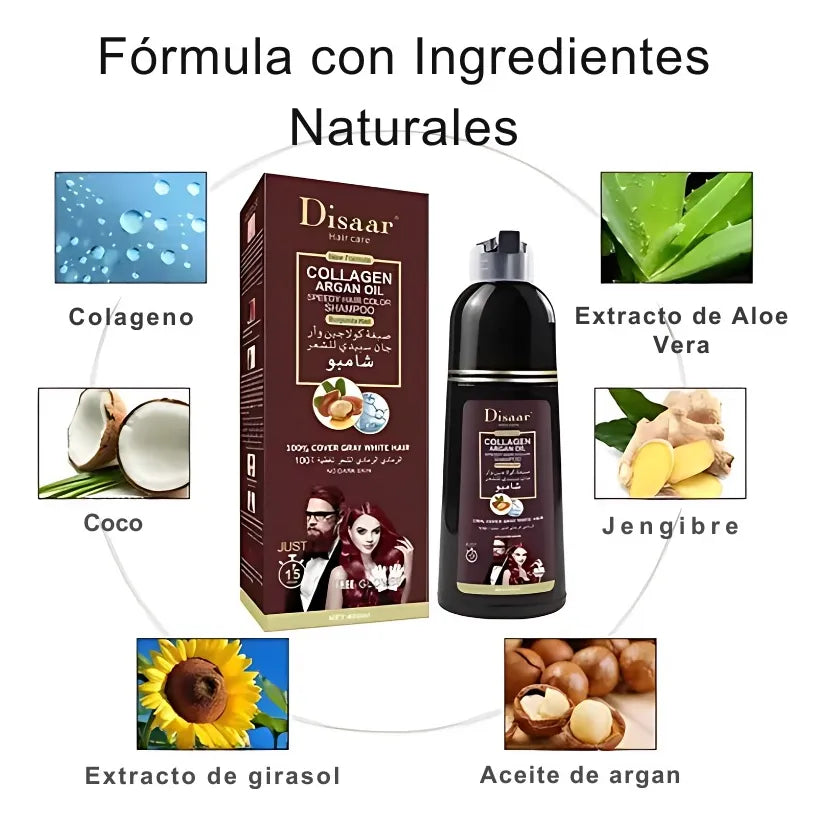 Shampoo Disaar Unisex 400ml – Cubre Canas en minutos, Sin Químicos.