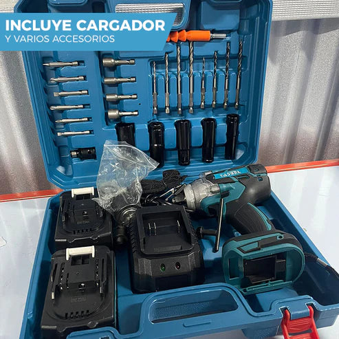 Llave Taladro de Impacto Inalámbrico TASBEL™ 98V + doble batería + Accesorios