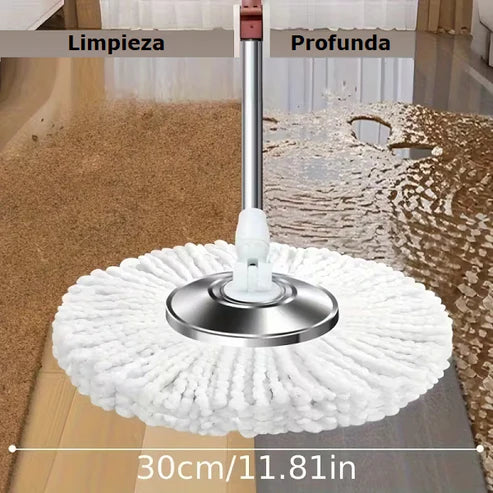 Trapeador Giratorio 360° con Balde / + Mopa De Repuesto / Higiene y limpieza rápida