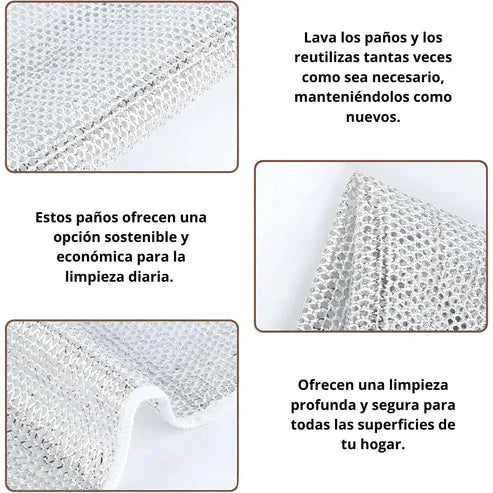 Paños de limpieza multiuso de malla metálica | Oferta Compra 5 Lleva 10