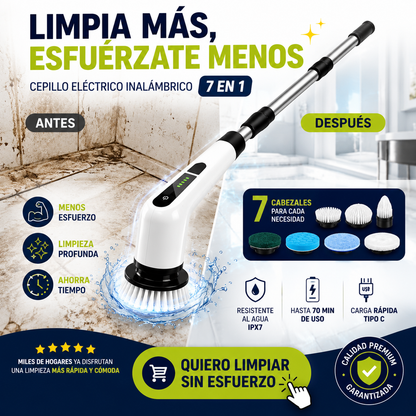 REMUEVE FÁCILMENTE LA SUCIEDAD Y LA GRASA | Cepillo Eléctrico Inteligente 7 en 1 ✨