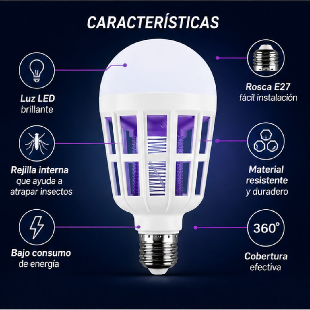 💡 Ampolleta LED Mata Mosquitos 2 en 1 🦟 | Ilumina y Ayuda a Controlar Insectos