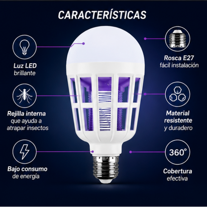 💡 Ampolleta LED Mata Mosquitos 2 en 1 🦟 | Ilumina y Ayuda a Controlar Insectos