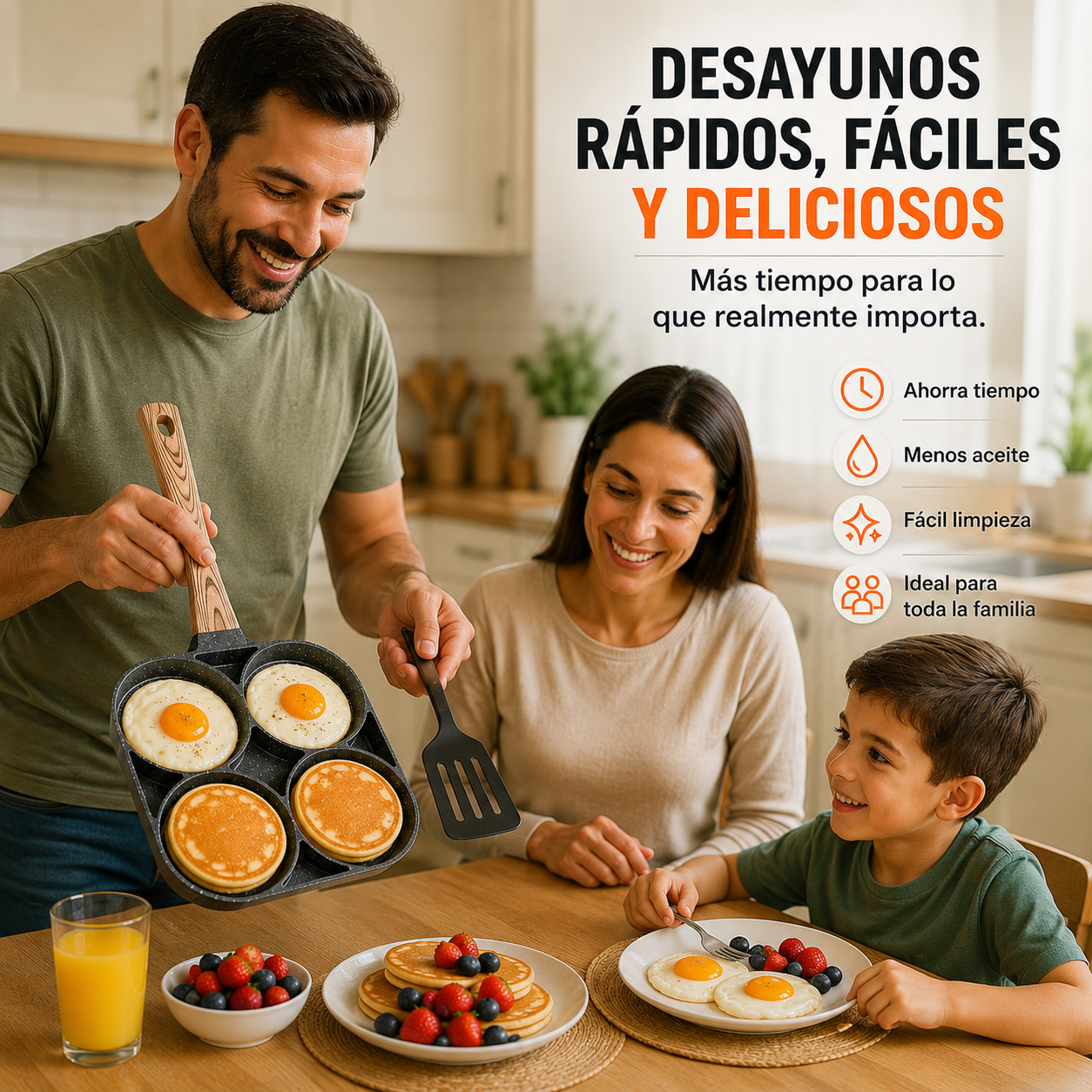 Sartén Antiadherente 4 en 1 🍳 Desayunos perfectos... ¡En solo unos minutos!